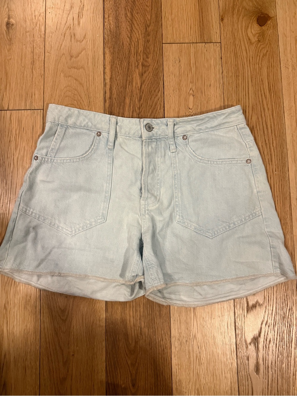 Free People Light Wash Mid-Rise Denim Shorts